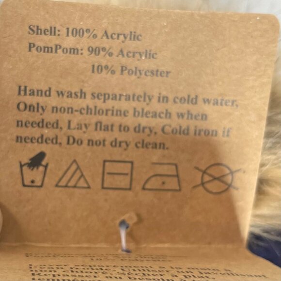 Just Cozy Knit Hat Bonnet Blue Pom Pom  Ball Cable Knit Thermal Lining OS New - Picture 5 of 9